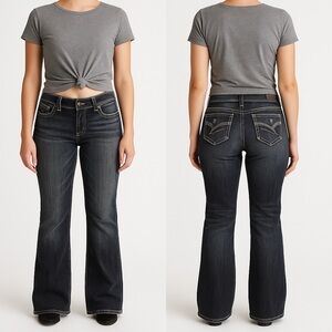 SILVER FRANCIS LOW RISE BOOTCUT BLACK FADED WASH JEANS Size 29x28 NWOT